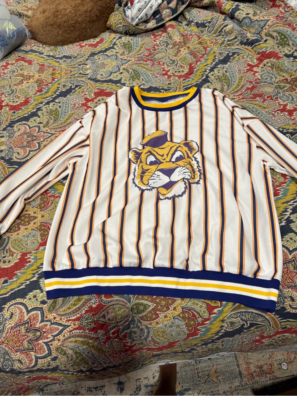 Striped Purple and Yellow Athletic Jersey Top